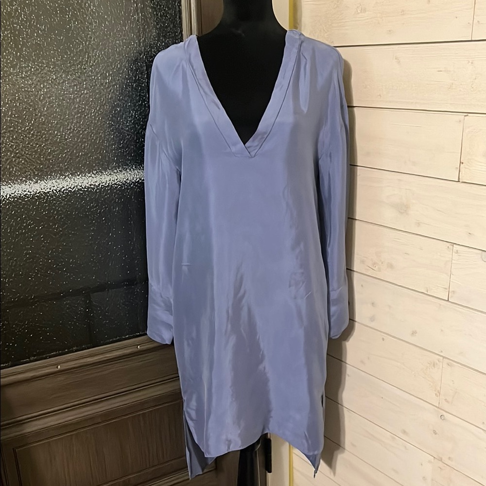 Zara Light Blue V-Neck Dress
